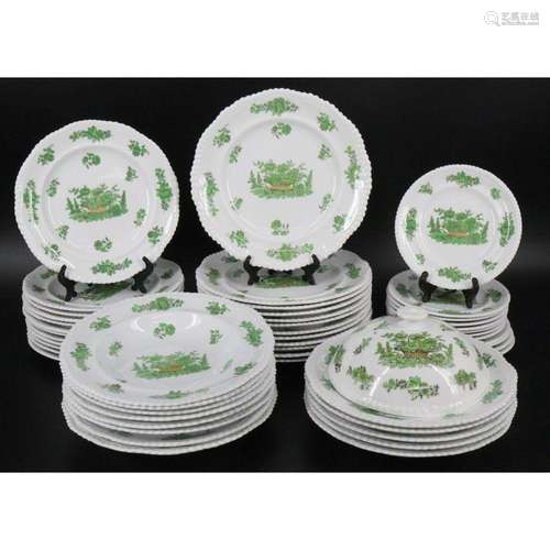 A Large Set of Spode Green Basket China