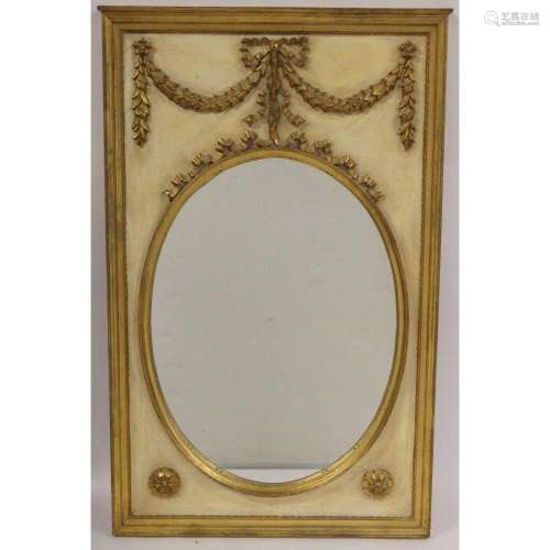 A French Style Mirror With Gilded Swag Decoration