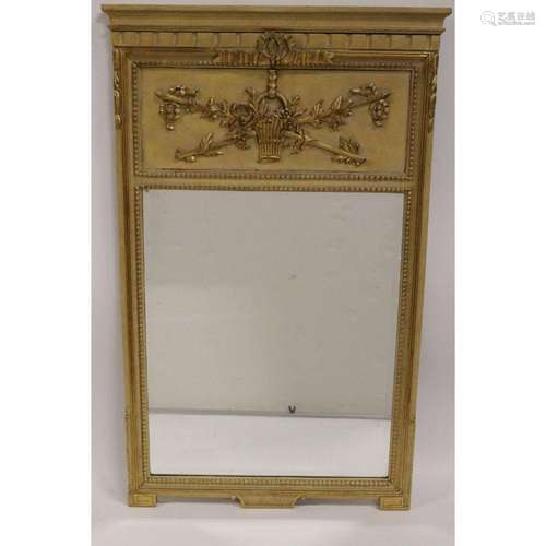 French Style Mirror With Basket Of Flowers Relief