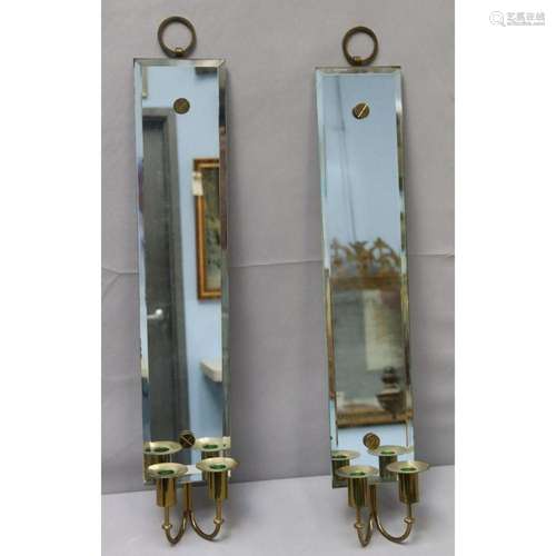 Midcentury Tommi Parzinger Mirrored Sconces.