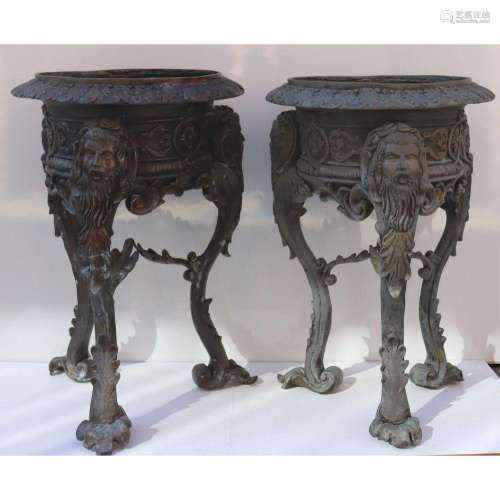 Vintage & Quality Pr Of Bronze Urns With
