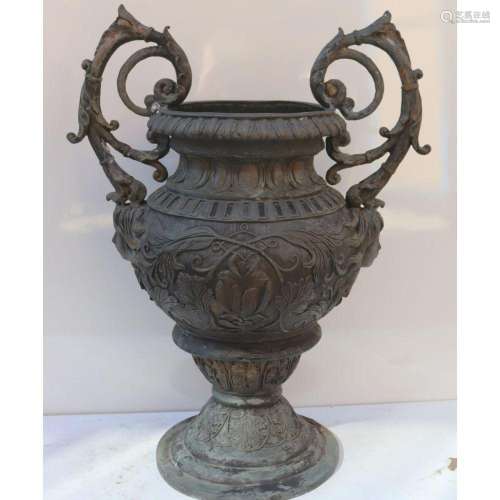 Large Vintage Bronze Handled Urn.