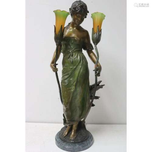 Vintage Patinated & Gilt Bronze Art Nouveau Style.