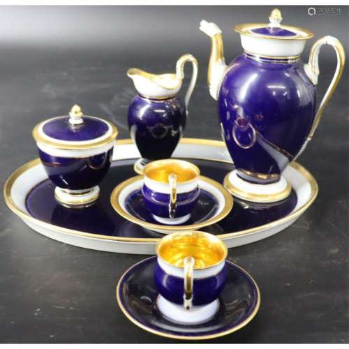 Antique Meissen Cobalt & Gold Tea For Two Set