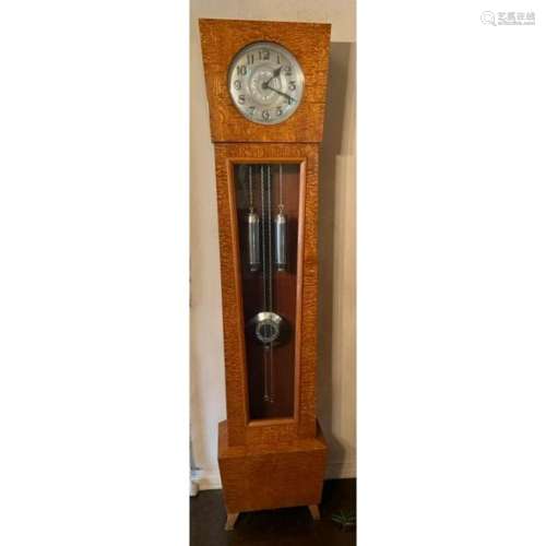Art Deco Continental Walnut Tallcase Clock.