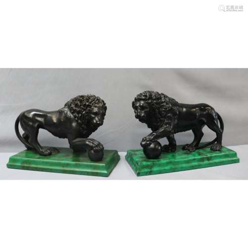 Maitland Smith Pair Of Composition Lions