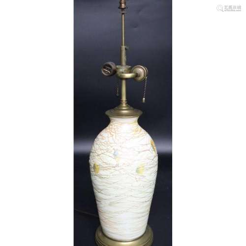 Antique Spun Favrille Glass Vase As A Lamp.
