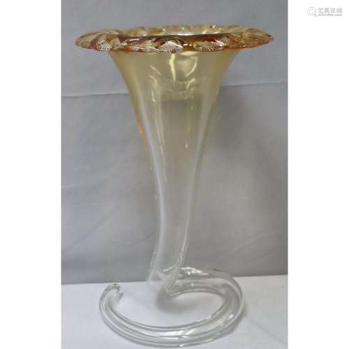 Large Signed Amber To Clear Epergne.