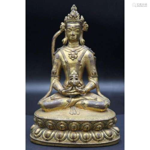 18th/19th C Chinese Gilt Bronze Buddha.