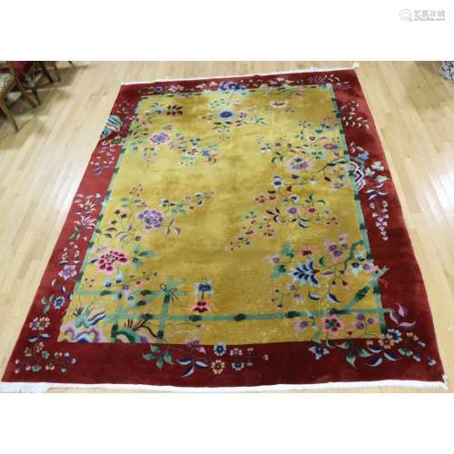Art Deco Finely Hand Knotted Chinese Carpet.