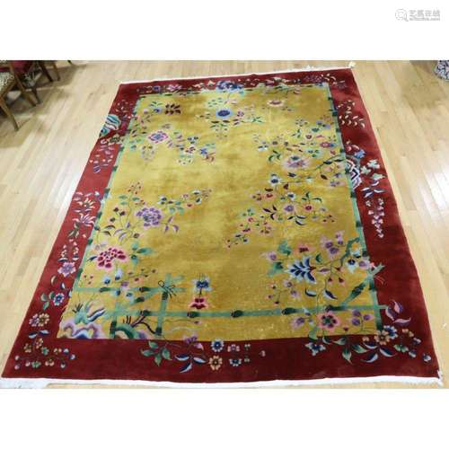 Art Deco Finely Hand Knotted Chinese Carpet.