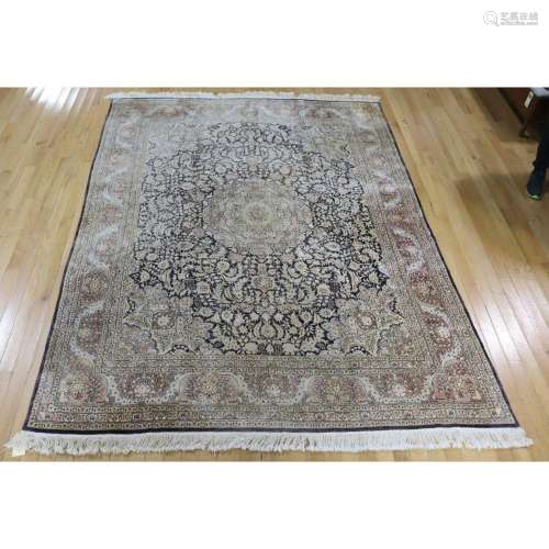 Vintage & Finely Hand knotted Silk Carpet.