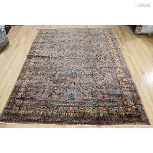 Antique & Finely Hand Knotted Sarouk Carpet.