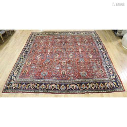 Antique & Finely Hand Knotted Sarouk Style Carpet.