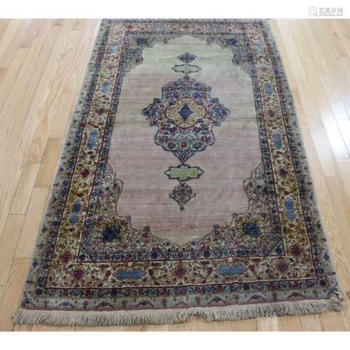 Antique & Finely Hand Knotted Kerman Carpet.