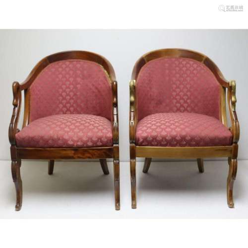 A Pair Of Antique French Chairs With Swan Arms.