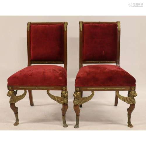 2 Pr\'s Of Bronze Mounted Upholstered Empire