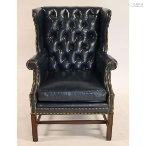Sherill Signed Leather Chesterfield Style Wing