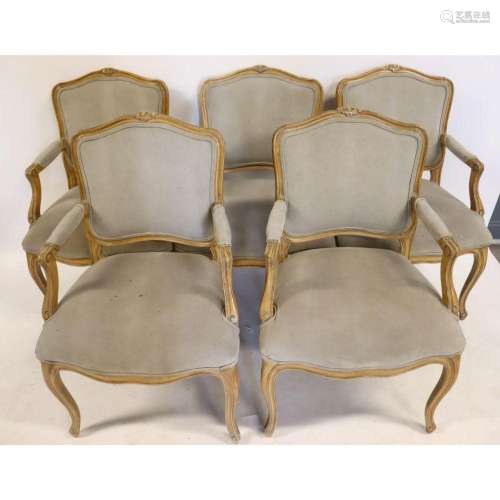 5 Vintage Louis XV Style Arm Chairs.