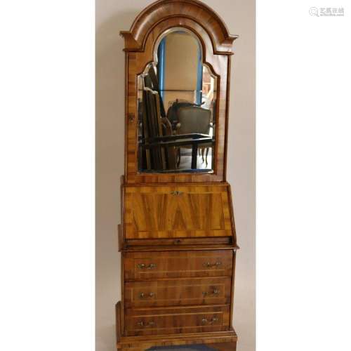 Vintage Italian style Walnut Secretary Bookcase.