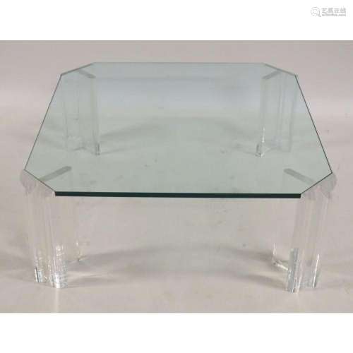 Vintage Acrylic & Glass Top Coffee Table.