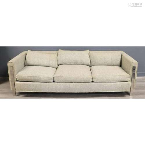 Pace Collection Chrome & Upholstered Sofa.