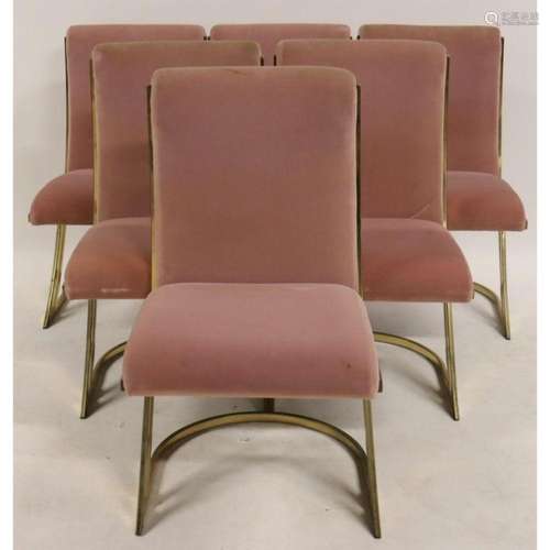 6 Vintage Gilt Metal Upholstered Chairs.