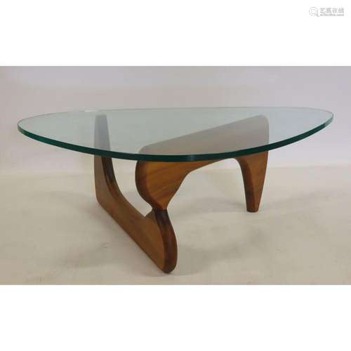 After Isamu Noguchi Glass Top Coffee Table.