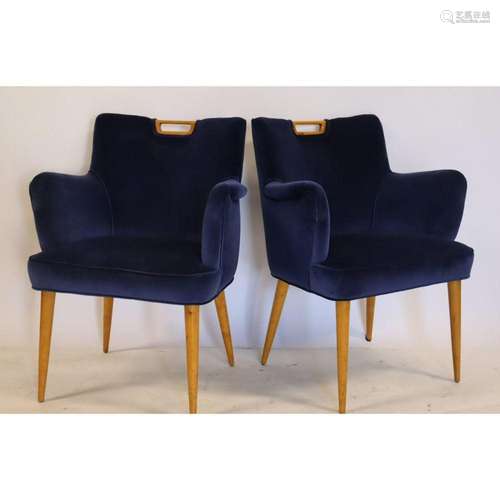 Midcentury Tommi Parzinger Upholstered Arm Chairs.