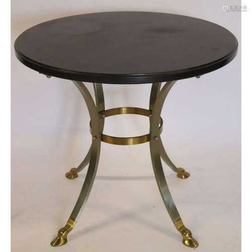 Fine Quality Steel & Brass Stone Top Table.