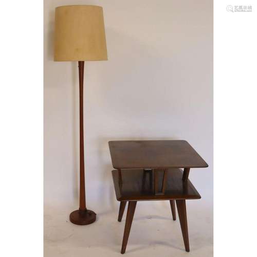 Midcentury Side Table & Teak Floor Lamp.