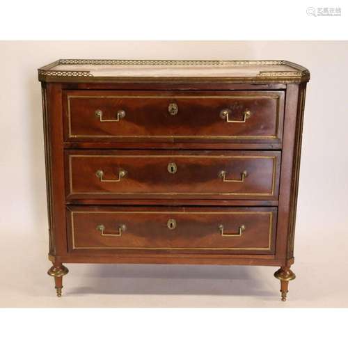 Antique Louis XV1 Style Marbletop Commode.