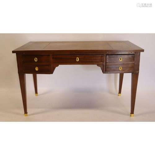 Antique Leathertop Mahogany Writing Desk.