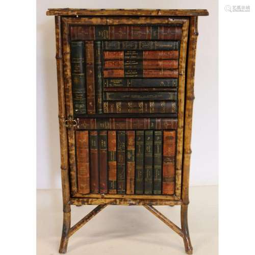 Antique Bamboo Cabinet With faux Leather Book