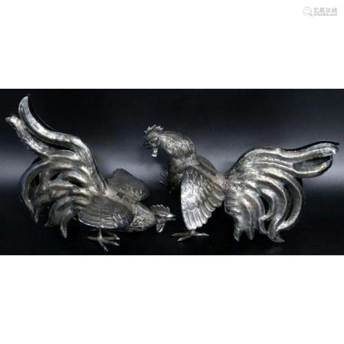 STERLING. Pair of Peruvian Sterling Fighting