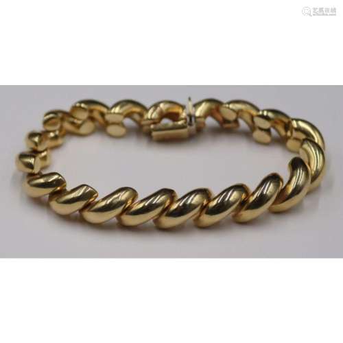 JEWELRY. Italian Polished 14kt Gold Bracelet.