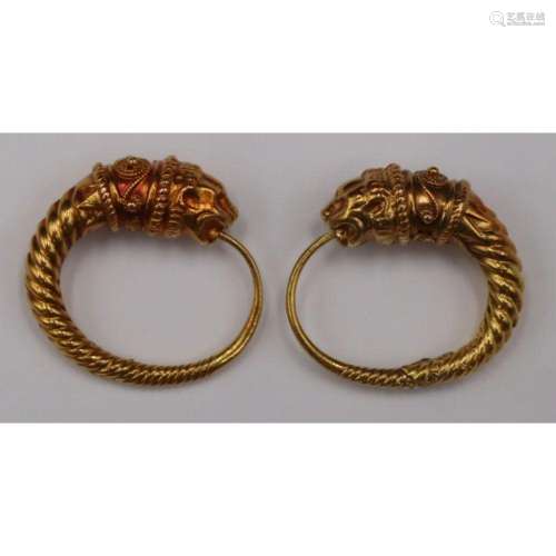 JEWELRY. Pair of Tiffany & Co. Cypriote Style Hoop