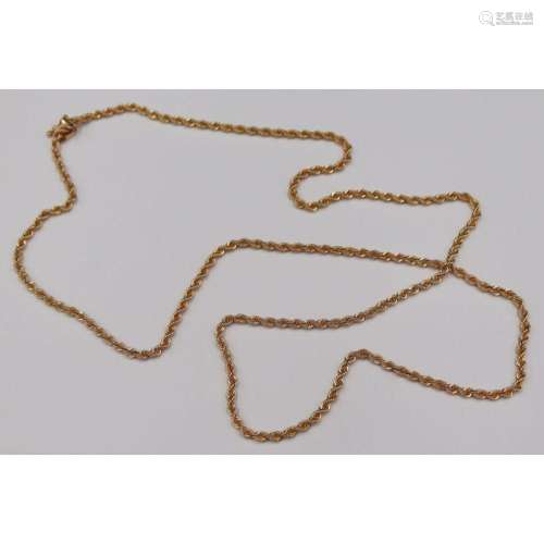JEWELRY. 30.5\" 14kt Gold Rope Twist Chain.