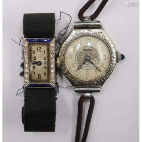 JEWELRY. Antique Platinum and 14kt Gold Watch