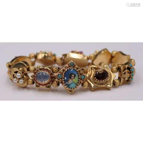JEWELRY. Victorian Style 14kt Gold, Colored Gem,