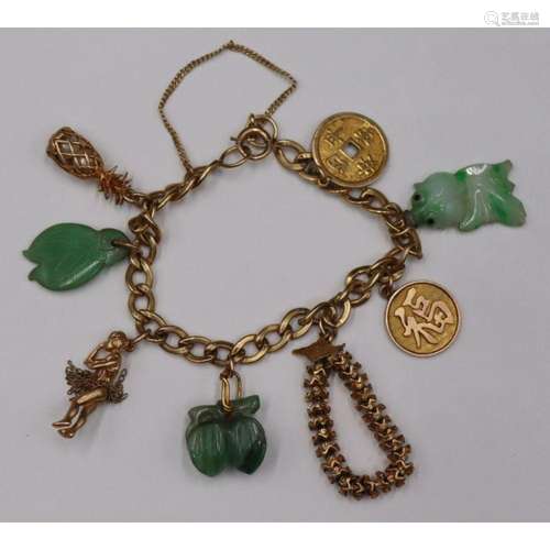 JEWELRY. 14kt Gold Charm Bracelet with (8)