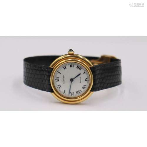 JEWELRY. Cartier Vendome Ronde 18kt Gold Watch.