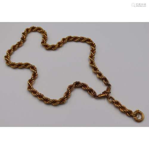 JEWELRY. 14kt Gold Rope Twist Chain Lavaliere