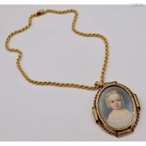 JEWELRY. 19th C 14kt Gold Mounted Portrait.