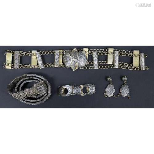 SILVER. Russian Silver Niello Belts and Jewelry