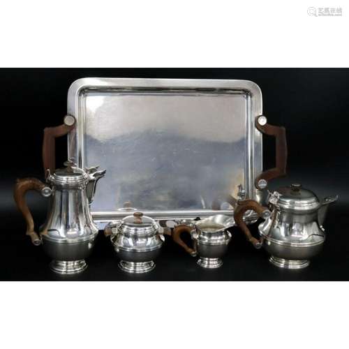 SILVERPLATE. (4) Pc. French Christofle Tea Service