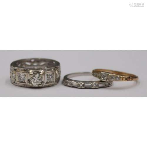 JEWELRY. Platinum, 14kt Gold and Diamond Rings.
