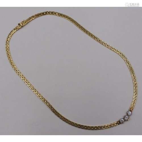JEWELRY. Italian 18kt Gold and Diamond Necklace.