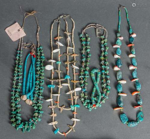 Zuni fetishes and coin turquoise necklaces