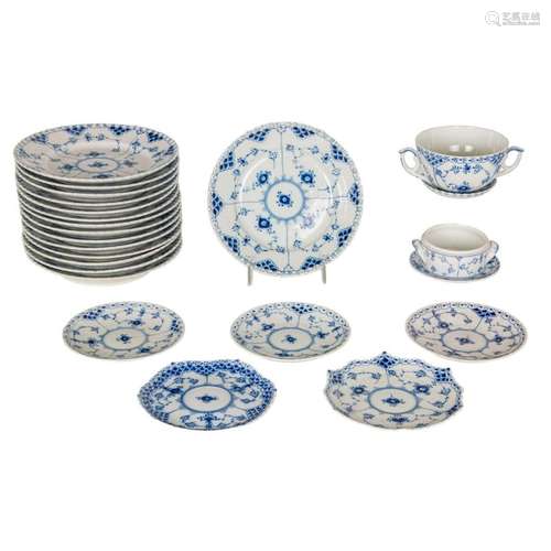 (lot of 19) Royal Copenhagen porcelain in the Blue Fluted Fu...